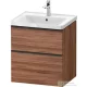 Duravit D-NEO 58,4x45,2 cm-es, 2 fiókos alsószekrény fekete fogantyúval 236760, vagy 241260 mosdóhoz, matt dió DE43590BD790000