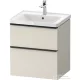 Duravit D-NEO 58,4x45,2 cm-es, 2 fiókos alsószekrény fekete fogantyúval 236760, vagy 241260 mosdóhoz, matt taupe DE43590BD910000
