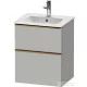 Duravit D-NEO 51x40,2 cm-es, 2 fiókos alsószekrény szálcsiszolt bronz fogantyúval 233653 mosdóhoz, matt betonszürke DE4360004070000