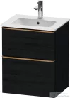 Duravit D-NEO 51x40,2 cm-es, 2 fiókos alsószekrény szálcsiszolt bronz fogantyúval 233653 mosdóhoz, matt fekete tölgy DE4360004160000