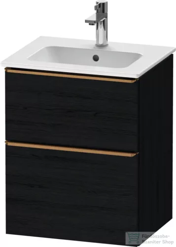Duravit D-NEO 51x40,2 cm-es, 2 fiókos alsószekrény szálcsiszolt bronz fogantyúval 233653 mosdóhoz, matt fekete tölgy DE4360004160000