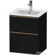 Duravit D-NEO 51x40,2 cm-es, 2 fiókos alsószekrény szálcsiszolt bronz fogantyúval 233653 mosdóhoz, matt fekete tölgy DE4360004160000
