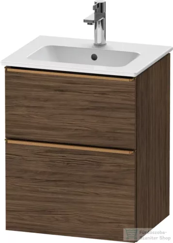 Duravit D-NEO 51x40,2 cm-es, 2 fiókos alsószekrény szálcsiszolt bronz fogantyúval 233653 mosdóhoz, matt sötét dió DE4360004210000