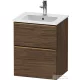Duravit D-NEO 51x40,2 cm-es, 2 fiókos alsószekrény szálcsiszolt bronz fogantyúval 233653 mosdóhoz, matt sötét dió DE4360004210000