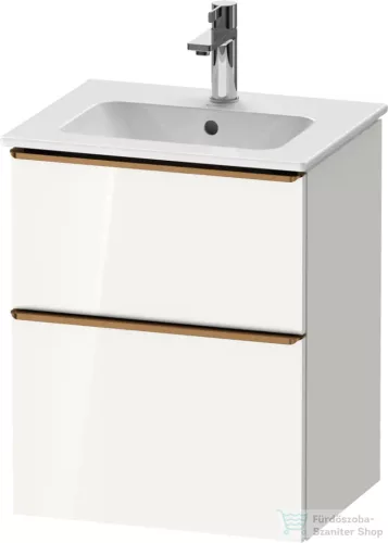Duravit D-NEO 51x40,2 cm-es, 2 fiókos alsószekrény szálcsiszolt bronz fogantyúval 233653 mosdóhoz, fényes fehér DE4360004220000