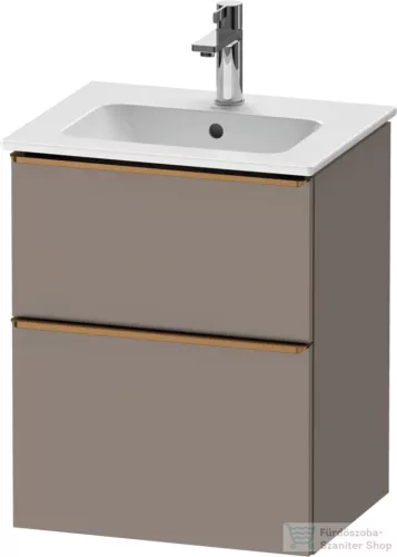Duravit D-NEO 51x40,2 cm-es, 2 fiókos alsószekrény szálcsiszolt bronz fogantyúval 233653 mosdóhoz, matt bazalt DE4360004430000