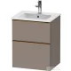 Duravit D-NEO 51x40,2 cm-es, 2 fiókos alsószekrény szálcsiszolt bronz fogantyúval 233653 mosdóhoz, matt bazalt DE4360004430000