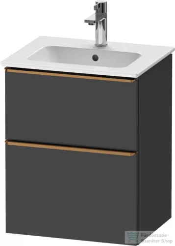 Duravit D-NEO 51x40,2 cm-es, 2 fiókos alsószekrény szálcsiszolt bronz fogantyúval 233653 mosdóhoz, matt grafit DE4360004490000
