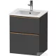 Duravit D-NEO 51x40,2 cm-es, 2 fiókos alsószekrény szálcsiszolt bronz fogantyúval 233653 mosdóhoz, matt grafit DE4360004490000