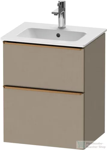 Duravit D-NEO 51x40,2 cm-es, 2 fiókos alsószekrény szálcsiszolt bronz fogantyúval 233653 mosdóhoz, matt len DE4360004750000