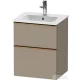 Duravit D-NEO 51x40,2 cm-es, 2 fiókos alsószekrény szálcsiszolt bronz fogantyúval 233653 mosdóhoz, matt len DE4360004750000