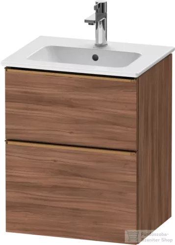 Duravit D-NEO 51x40,2 cm-es, 2 fiókos alsószekrény szálcsiszolt bronz fogantyúval 233653 mosdóhoz, matt dió DE4360004790000