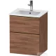Duravit D-NEO 51x40,2 cm-es, 2 fiókos alsószekrény szálcsiszolt bronz fogantyúval 233653 mosdóhoz, matt dió DE4360004790000