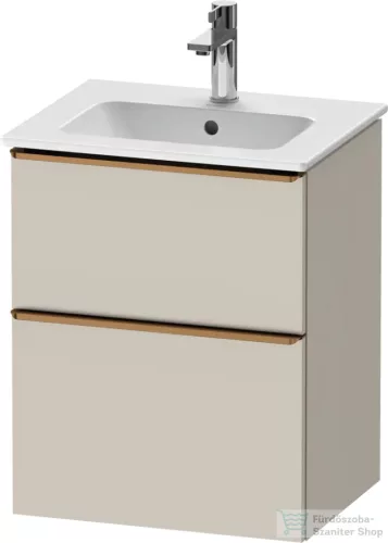 Duravit D-NEO 51x40,2 cm-es, 2 fiókos alsószekrény szálcsiszolt bronz fogantyúval 233653 mosdóhoz, matt grafit DE4360004910000