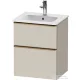 Duravit D-NEO 51x40,2 cm-es, 2 fiókos alsószekrény szálcsiszolt bronz fogantyúval 233653 mosdóhoz, matt grafit DE4360004910000