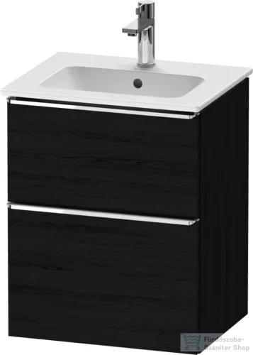 Duravit D-NEO 51x40,2 cm-es, 2 fiókos alsószekrény króm fogantyúval 233653 mosdóhoz, matt fekete tölgy DE4360010160000