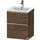 Duravit D-NEO 51x40,2 cm-es, 2 fiókos alsószekrény króm fogantyúval 233653 mosdóhoz, matt sötét dió DE4360010210000