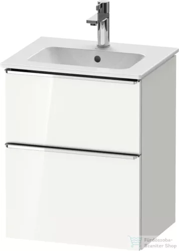 Duravit D-NEO 51x40,2 cm-es, 2 fiókos alsószekrény króm fogantyúval 233653 mosdóhoz, fényes fehér DE4360010220000