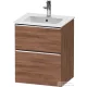 Duravit D-NEO 51x40,2 cm-es, 2 fiókos alsószekrény króm fogantyúval 233653 mosdóhoz, matt dió DE4360010790000