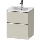 Duravit D-NEO 51x40,2 cm-es, 2 fiókos alsószekrény króm fogantyúval 233653 mosdóhoz, matt taupe DE4360010910000