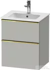 Duravit D-NEO 51x40,2 cm-es, 2 fiókos alsószekrény polírozott arany színű fogantyúval 233653 mosdóhoz, matt betonszürke DE4360034070000