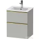 Duravit D-NEO 51x40,2 cm-es, 2 fiókos alsószekrény polírozott arany színű fogantyúval 233653 mosdóhoz, matt betonszürke DE4360034070000