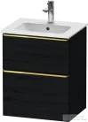 Duravit D-NEO 51x40,2 cm-es, 2 fiókos alsószekrény polírozott arany színű fogantyúval 233653 mosdóhoz, matt fekete tölgy DE4360034160000