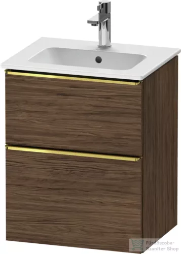 Duravit D-NEO 51x40,2 cm-es, 2 fiókos alsószekrény polírozott arany színű fogantyúval 233653 mosdóhoz, matt sötét dió DE4360034210000