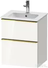 Duravit D-NEO 51x40,2 cm-es, 2 fiókos alsószekrény polírozott arany színű fogantyúval 233653 mosdóhoz, fényes fehér DE4360034220000