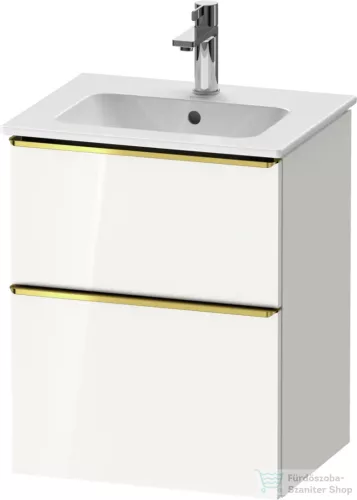 Duravit D-NEO 51x40,2 cm-es, 2 fiókos alsószekrény polírozott arany színű fogantyúval 233653 mosdóhoz, fényes fehér DE4360034220000