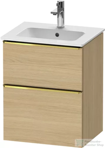 Duravit D-NEO 51x40,2 cm-es, 2 fiókos alsószekrény polírozott arany színű fogantyúval 233653 mosdóhoz, natúr tölgy DE4360034300000