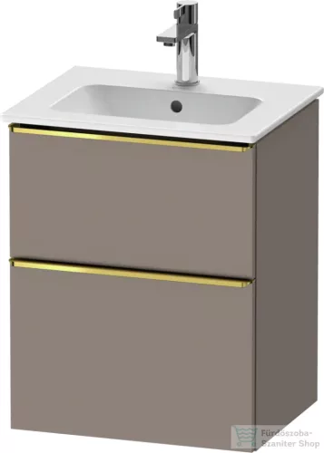 Duravit D-NEO 51x40,2 cm-es, 2 fiókos alsószekrény polírozott arany színű fogantyúval 233653 mosdóhoz, matt bazalt DE4360034430000
