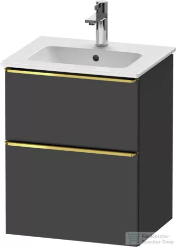 Duravit D-NEO 51x40,2 cm-es, 2 fiókos alsószekrény polírozott arany színű fogantyúval 233653 mosdóhoz, matt grafit DE4360034490000