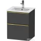 Duravit D-NEO 51x40,2 cm-es, 2 fiókos alsószekrény polírozott arany színű fogantyúval 233653 mosdóhoz, matt grafit DE4360034490000