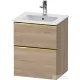 Duravit D-NEO 51x40,2 cm-es, 2 fiókos alsószekrény polírozott arany színű fogantyúval 233653 mosdóhoz, márványos tölgy DE4360034550000