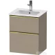 Duravit D-NEO 51x40,2 cm-es, 2 fiókos alsószekrény polírozott arany színű fogantyúval 233653 mosdóhoz, matt len DE4360034750000