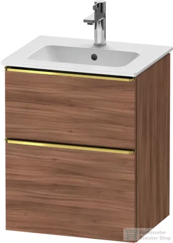Duravit D-NEO 51x40,2 cm-es, 2 fiókos alsószekrény polírozott arany színű fogantyúval 233653 mosdóhoz, matt dió DE4360034790000