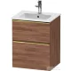 Duravit D-NEO 51x40,2 cm-es, 2 fiókos alsószekrény polírozott arany színű fogantyúval 233653 mosdóhoz, matt dió DE4360034790000