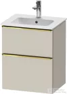 Duravit D-NEO 51x40,2 cm-es, 2 fiókos alsószekrény polírozott arany színű fogantyúval 233653 mosdóhoz, matt taupe DE4360034910000
