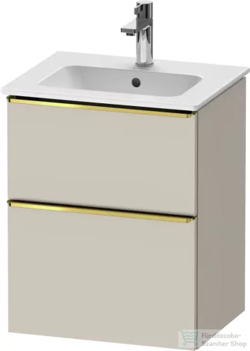 Duravit D-NEO 51x40,2 cm-es, 2 fiókos alsószekrény polírozott arany színű fogantyúval 233653 mosdóhoz, matt taupe DE4360034910000