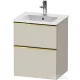 Duravit D-NEO 51x40,2 cm-es, 2 fiókos alsószekrény polírozott arany színű fogantyúval 233653 mosdóhoz, matt taupe DE4360034910000