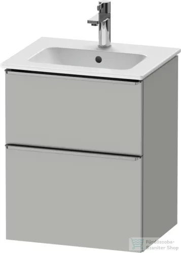 Duravit D-NEO 51x40,2 cm-es, 2 fiókos alsószekrény rozsdamentes acél színű fogantyúval 233653 mosdóhoz, matt betonszürke DE4360070070000