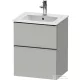 Duravit D-NEO 51x40,2 cm-es, 2 fiókos alsószekrény rozsdamentes acél színű fogantyúval 233653 mosdóhoz, matt betonszürke DE4360070070000