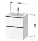 Duravit D-NEO 51x40,2 cm-es, 2 fiókos alsószekrény rozsdamentes acél színű fogantyúval 233653 mosdóhoz, matt betonszürke DE4360070070000