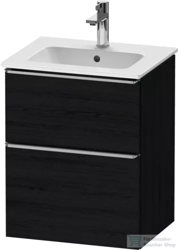 Duravit D-NEO 51x40,2 cm-es, 2 fiókos alsószekrény rozsdamentes acél színű fogantyúval 233653 mosdóhoz, matt fekete tölgy DE4360070160000
