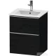 Duravit D-NEO 51x40,2 cm-es, 2 fiókos alsószekrény rozsdamentes acél színű fogantyúval 233653 mosdóhoz, matt fekete tölgy DE4360070160000