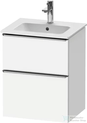 Duravit D-NEO 51x40,2 cm-es, 2 fiókos alsószekrény rozsdamentes acél színű fogantyúval 233653 mosdóhoz, matt fehér DE4360070180000