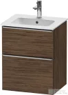 Duravit D-NEO 51x40,2 cm-es, 2 fiókos alsószekrény rozsdamentes acél színű fogantyúval 233653 mosdóhoz, matt sötét dió DE4360070210000