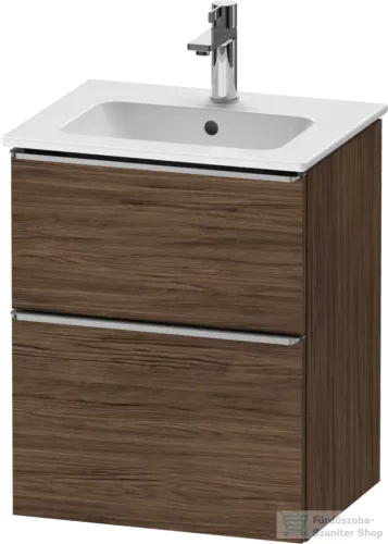 Duravit D-NEO 51x40,2 cm-es, 2 fiókos alsószekrény rozsdamentes acél színű fogantyúval 233653 mosdóhoz, matt sötét dió DE4360070210000