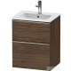 Duravit D-NEO 51x40,2 cm-es, 2 fiókos alsószekrény rozsdamentes acél színű fogantyúval 233653 mosdóhoz, matt sötét dió DE4360070210000